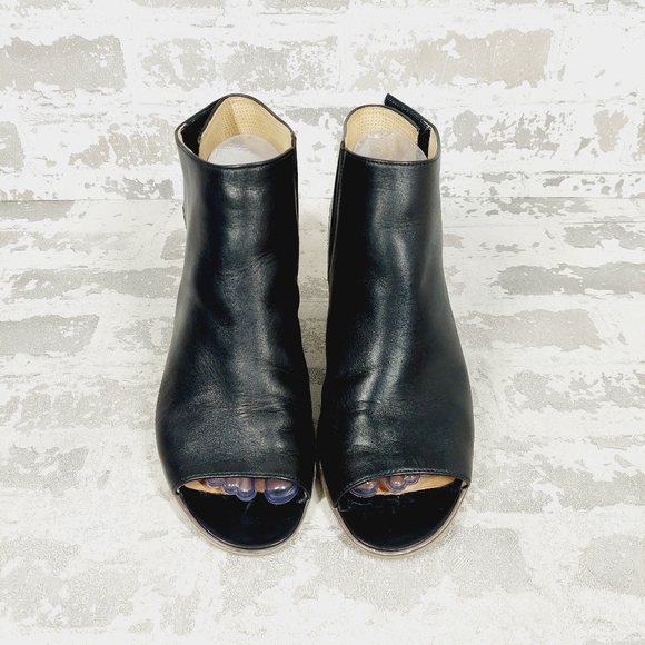 NEW Gabor Black Leather Slip On Block Heel Ankle Bootie Sandals W251 - Picture 7 of 13